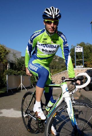 Vicenzo Nibali (Liquigas) poses with his new bike for the season.