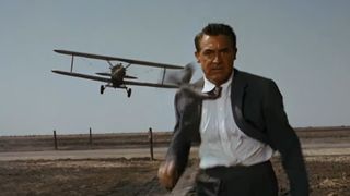 Cary Grant runs from a plane in the iconic scene from North by Northwest