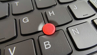 A close-up of the ThinkPad TrackPoint in my home office