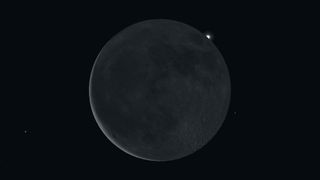 This sky chart shows Venus reappearing from behind the moon's upper limb after the occultation on June 19, 2020.