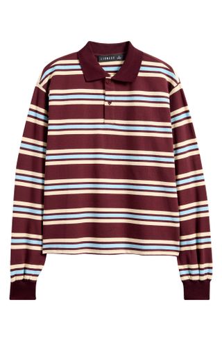 LIONESS, Leisure Stripe Long Sleeve Cotton Polo Shirt