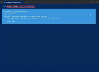 Microsoft Defender quick scan PowerShell command