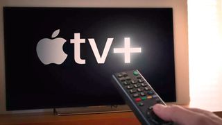 Apple TV Plus logo on a TV