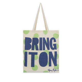 white coloured tote bag with background