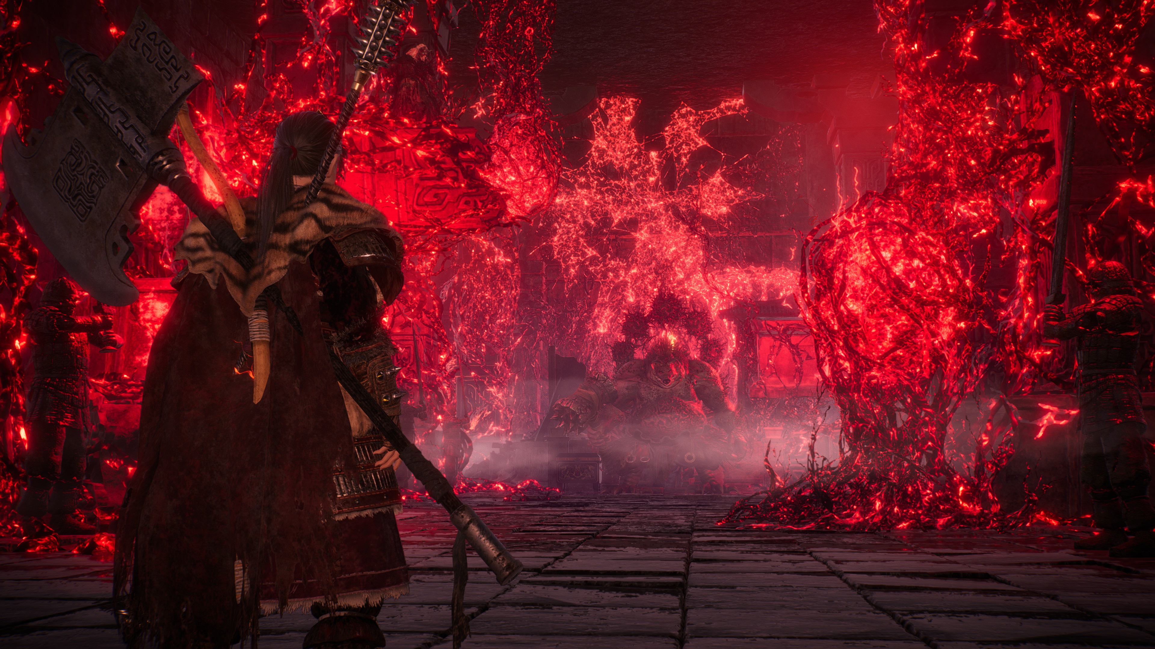 Внутриигровой скриншот Wo Long: Fallen Dynasty, на котором игрок встречает Лейши.