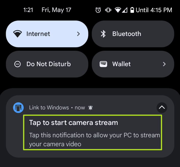 tap camera to stream