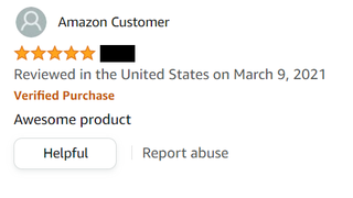 Ejemplo de una potencial reseña falsa en la página de producto de unos auriculares inalámbricos en Amazon