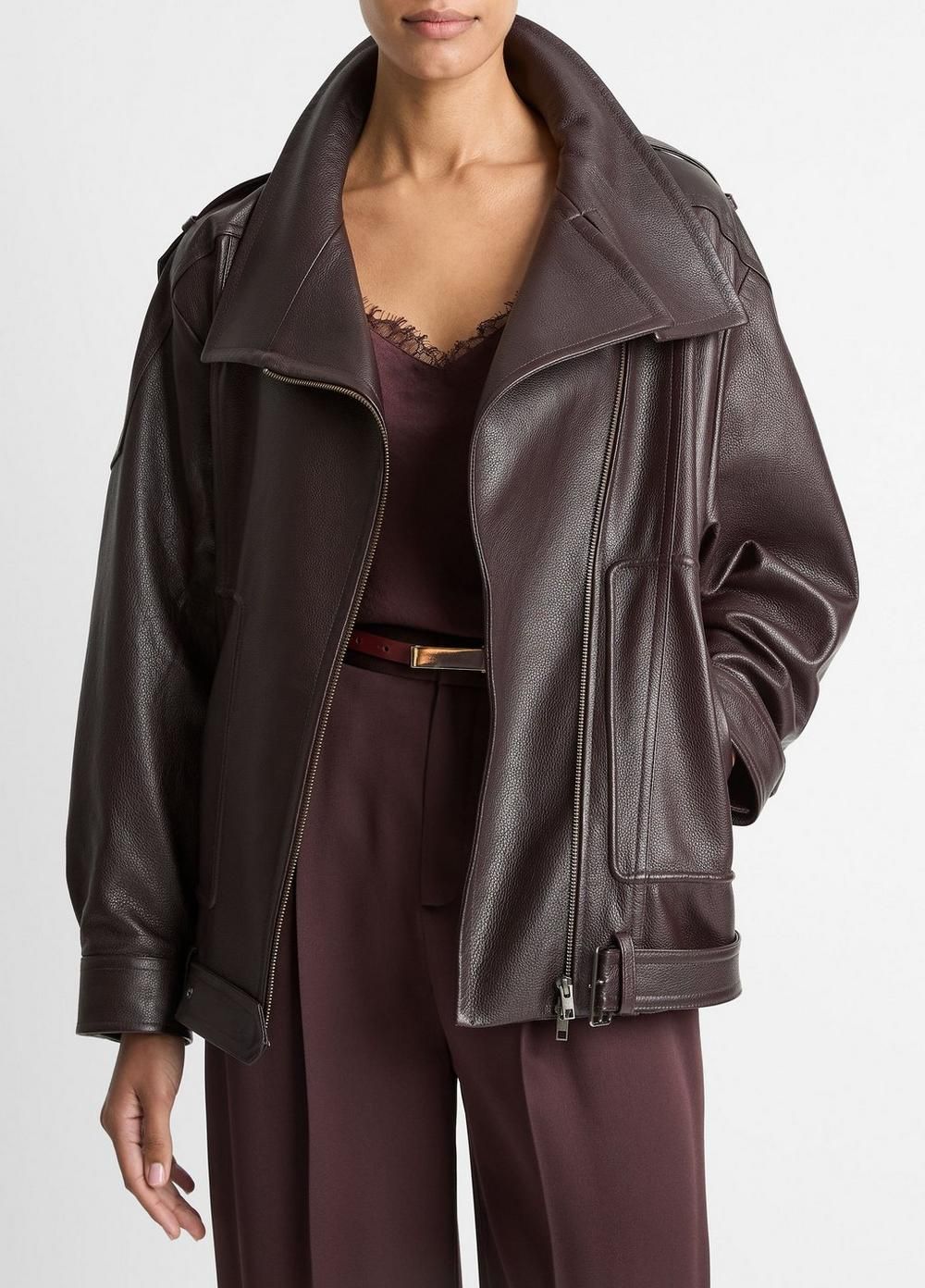 Leather Oversized Biker Jacket