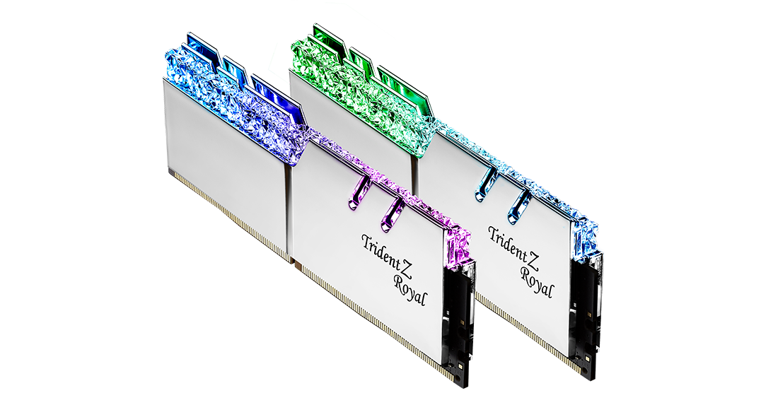 Two G.Skill TridentZ Royal at an angle against a white background