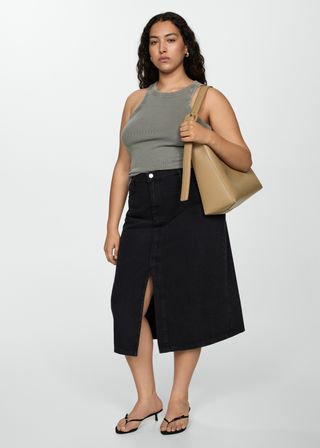 Slit Denim Skirt - Women | Mango Usa