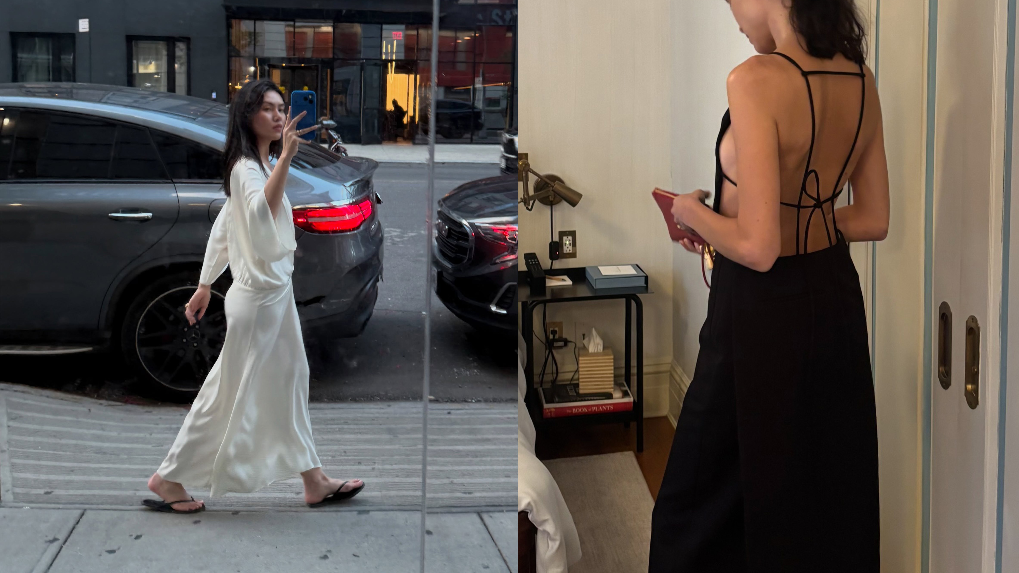 Alexa Chung and @mimixn wearing lightweight and heatwave-proof dresses in New York City.