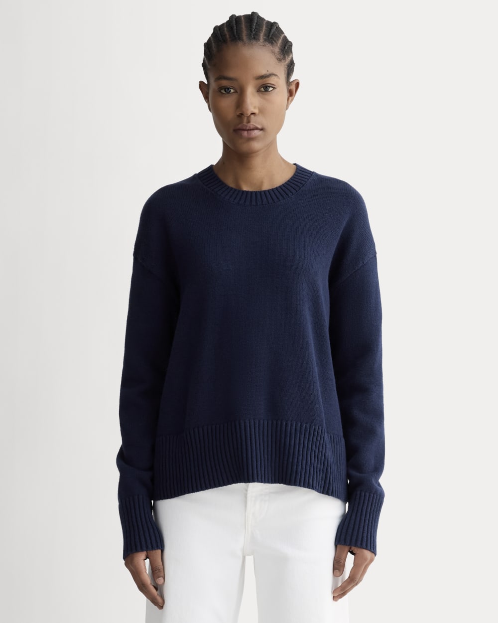 The Boxy Sweater in Everyday Cotton | Navy - Xxs