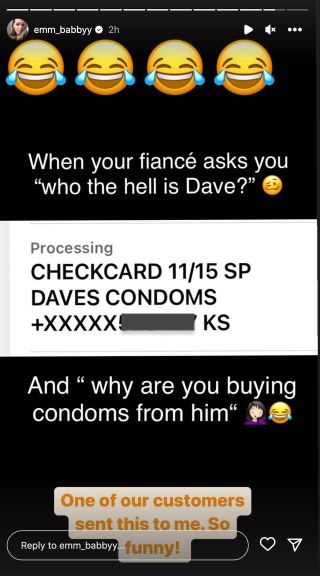 Emily's Instagram post about Dave's Condoms