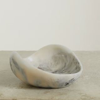 A resin bowl with grey swirl