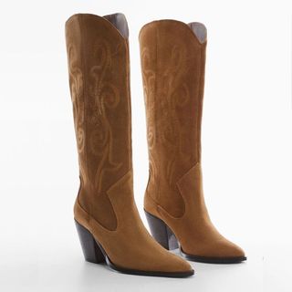 Mango brown cowboy boots