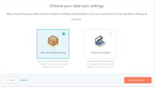 Hubspot and Salesforce integration data sync settings.