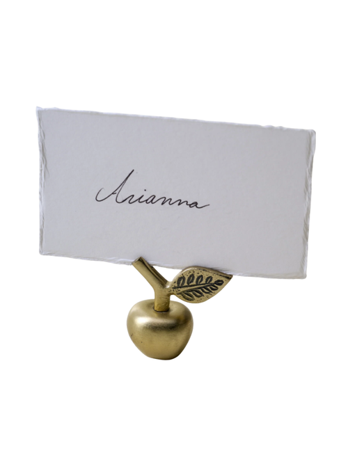 Antique Brass Apple Placecard Holder