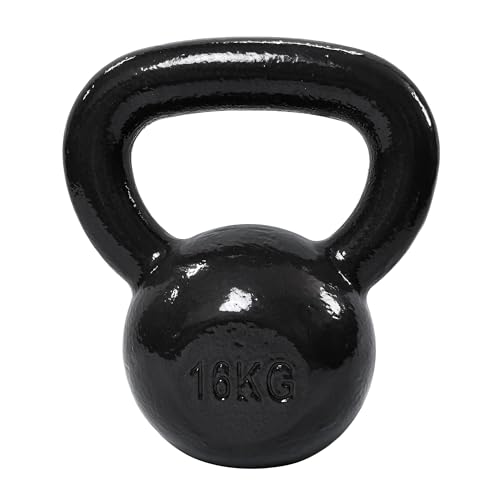 Amazon Basics Cast-Iron Kettlebell With Textured and Painted Surface, Black, 16 Kg / 35lbs