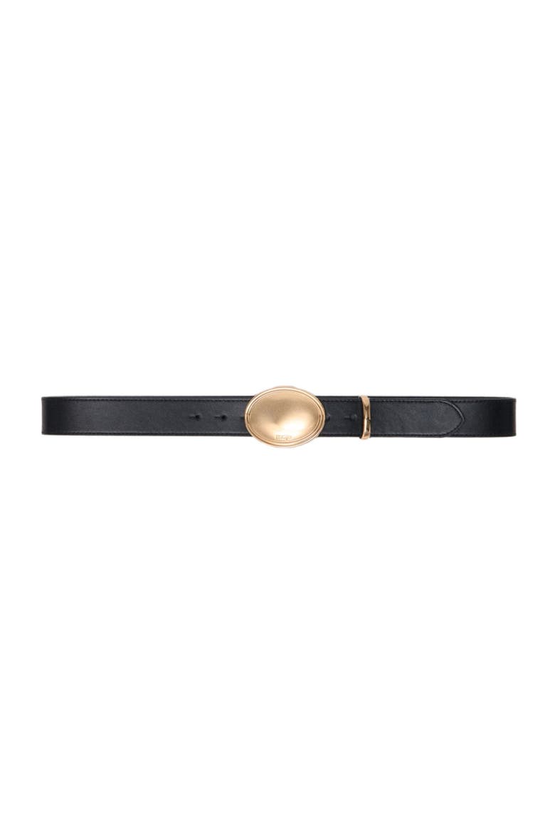 Leather Belt With Oval Buckle