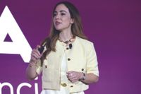 Mariana Atencio is all smiles as she delivers her InfoComm keynote.