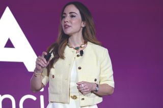 Mariana Atencio is all smiles as she delivers her InfoComm keynote.