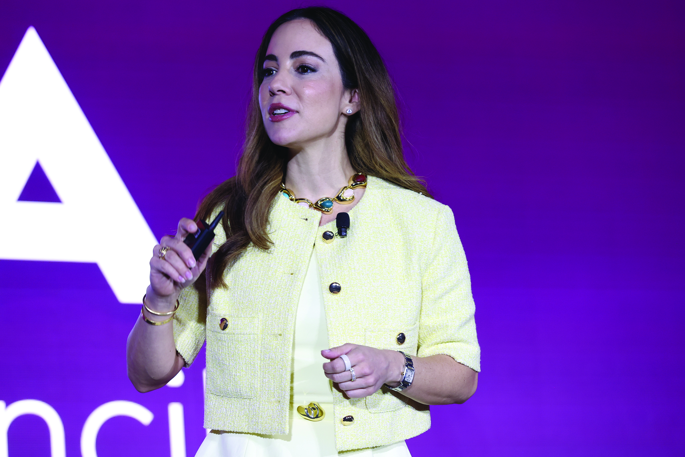 Mariana Atencio is all smiles as she delivers her InfoComm keynote.