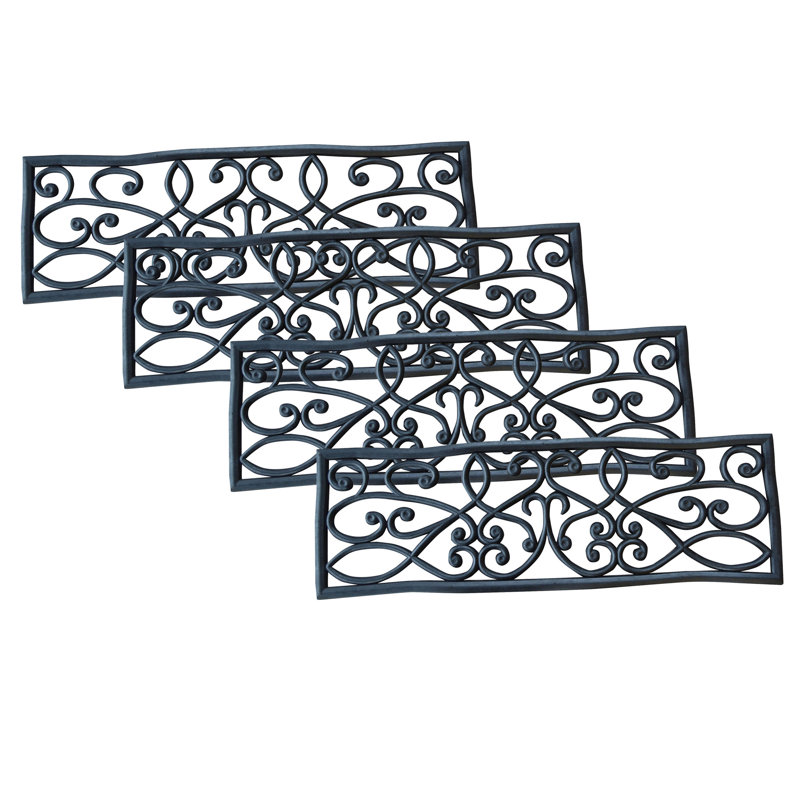 Fleur De Lis Living Conover Rubber Scrollwork Black Stair Tread &amp;amp; Reviews | Wayfair