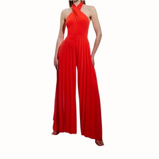 Flat lay image of red jumpsuit