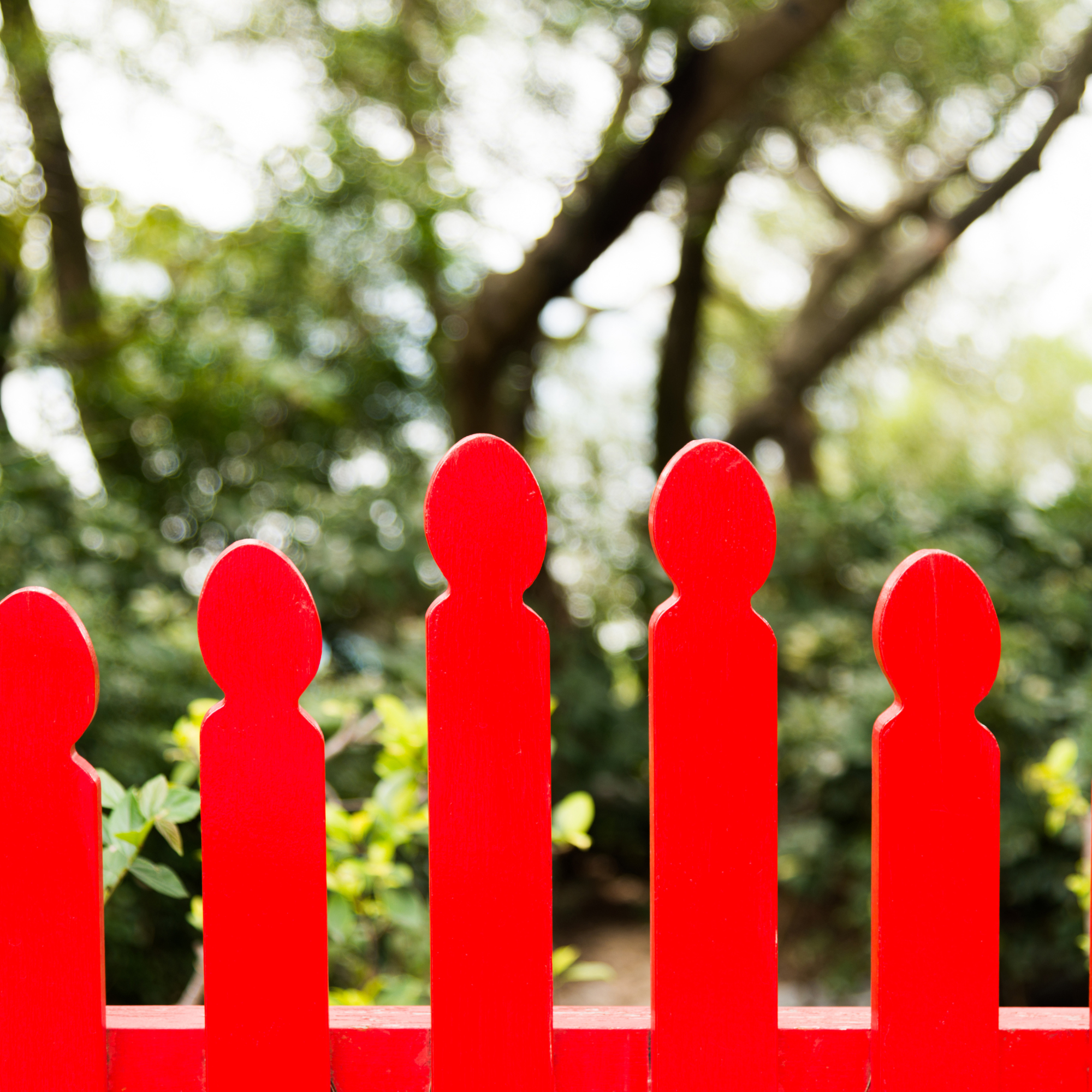 Close-up of red garden fence