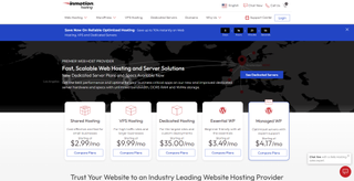 A screenshot of the InMotion Hosting home page