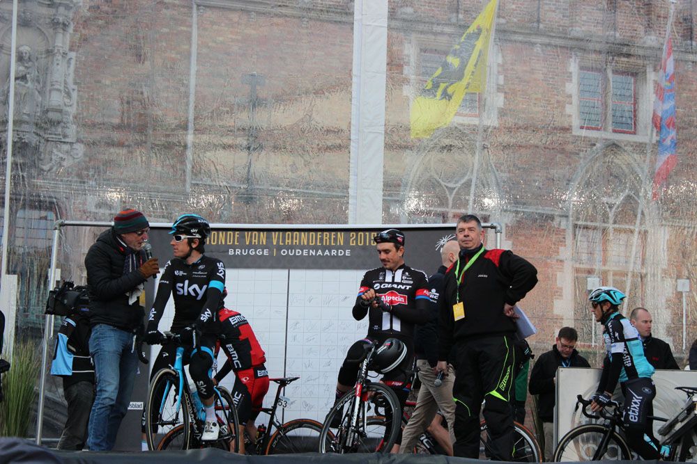 Thomas and Degenkolb on the start podium