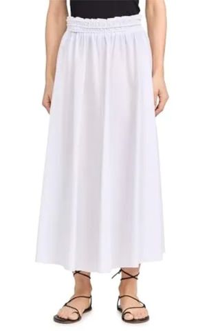 Madewell Women's Paperbag Pull on Midi Skirt, Eyelet White, S