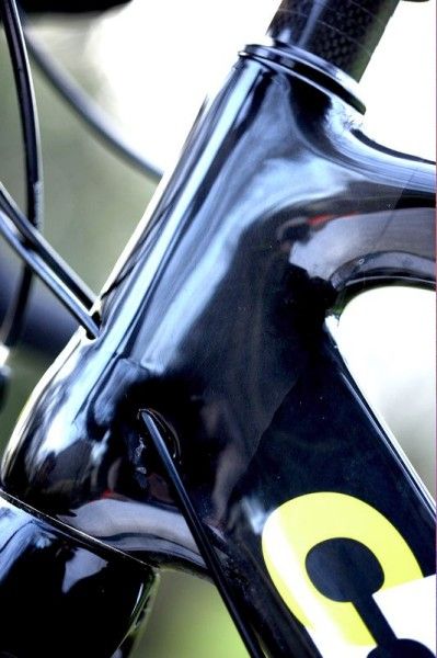 The Boardman has a 150mm head-tube giving a fairly low, though not extreme, front end.