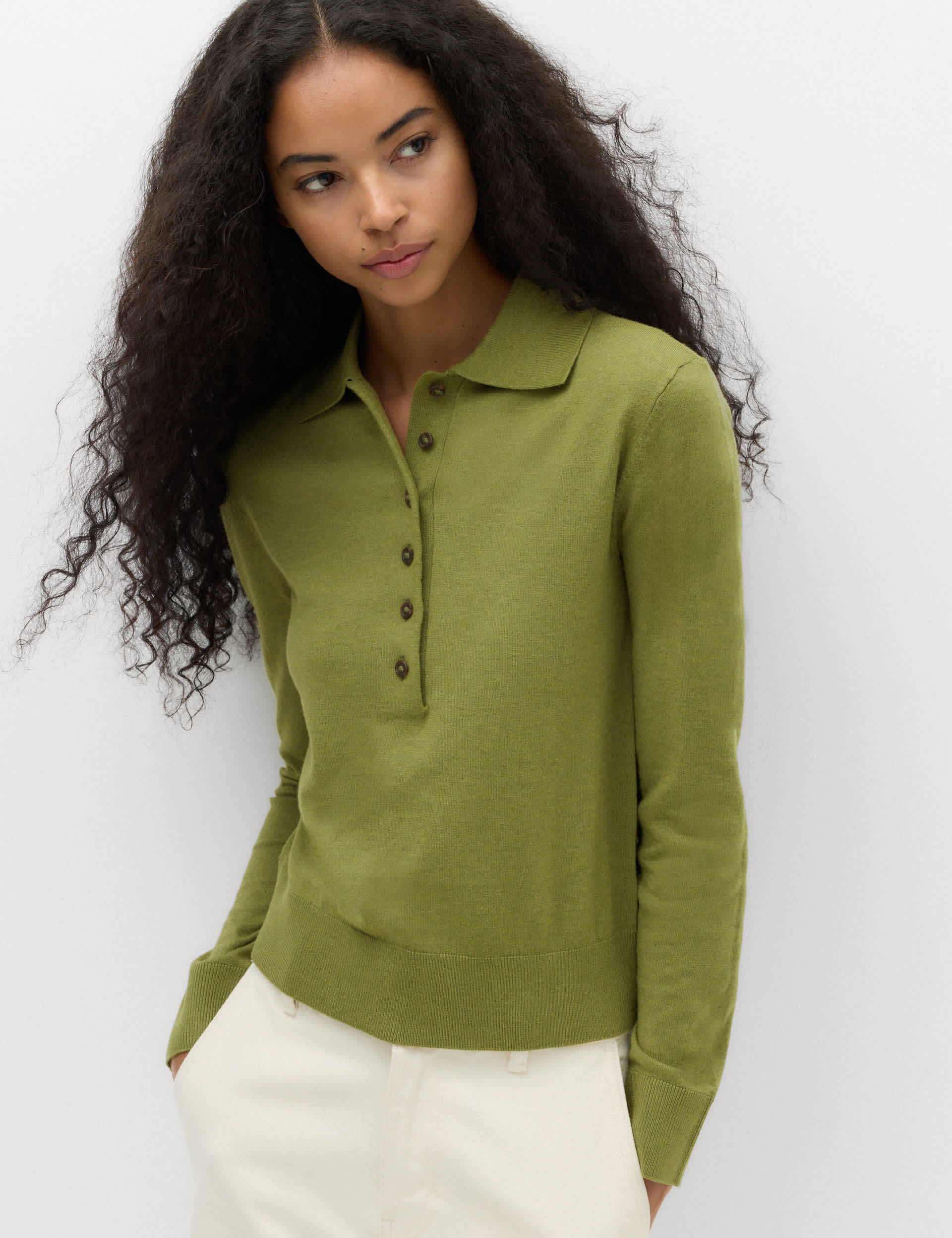 Collared Slim Jumper With Wool