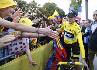 Tour de France winner Chris Froome thanks his fans following final stage of the 2015 Tour de France