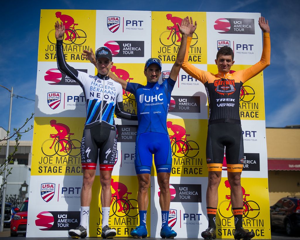 The podium with Haedo in the middle