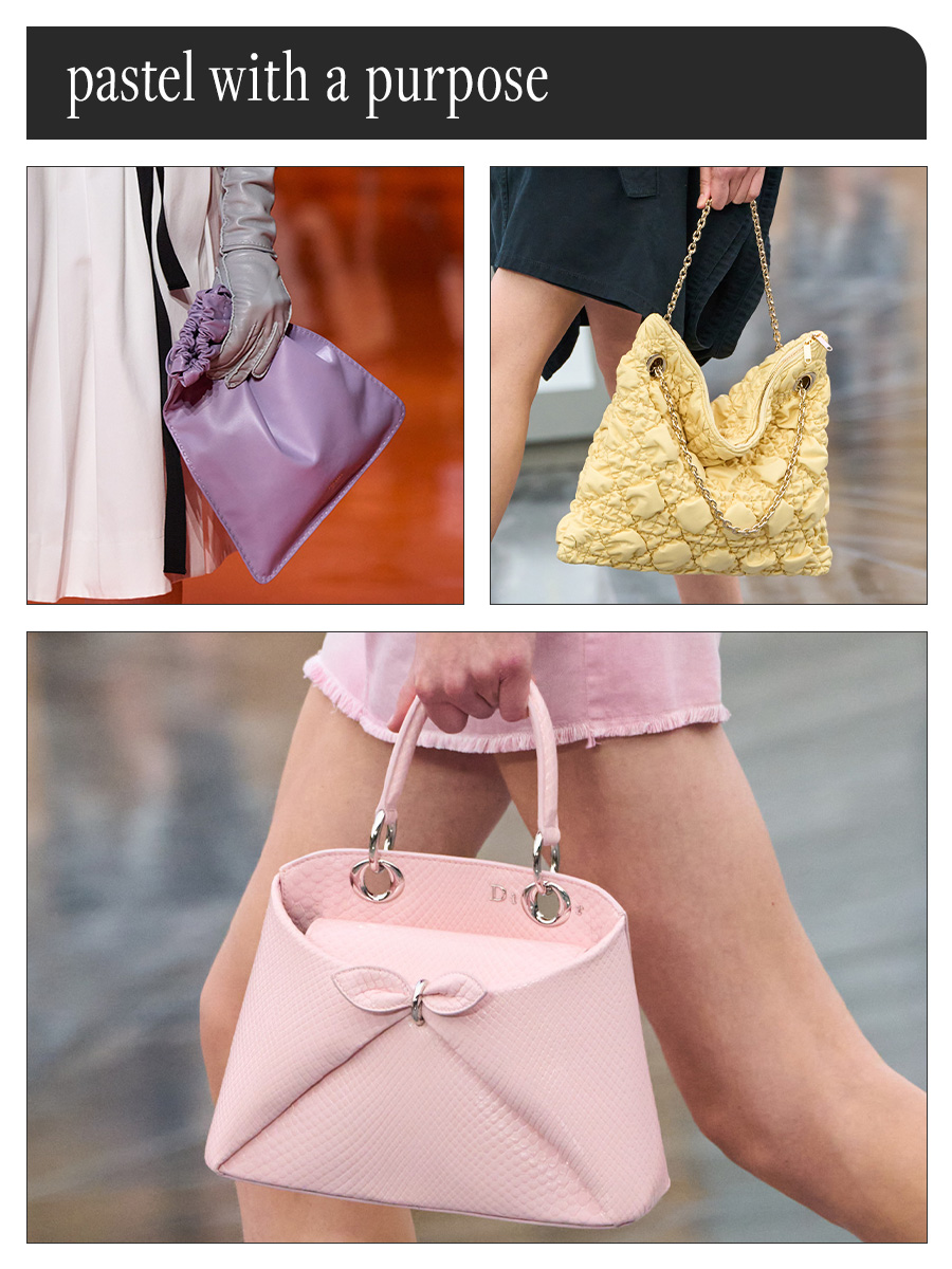 Collage of runway handbag trends