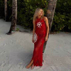 @lucywilliams02 in red crochet beach dress