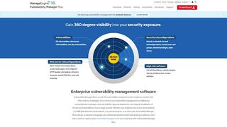 Website screenshot for ManageEngine Vulnerability Manager Plus