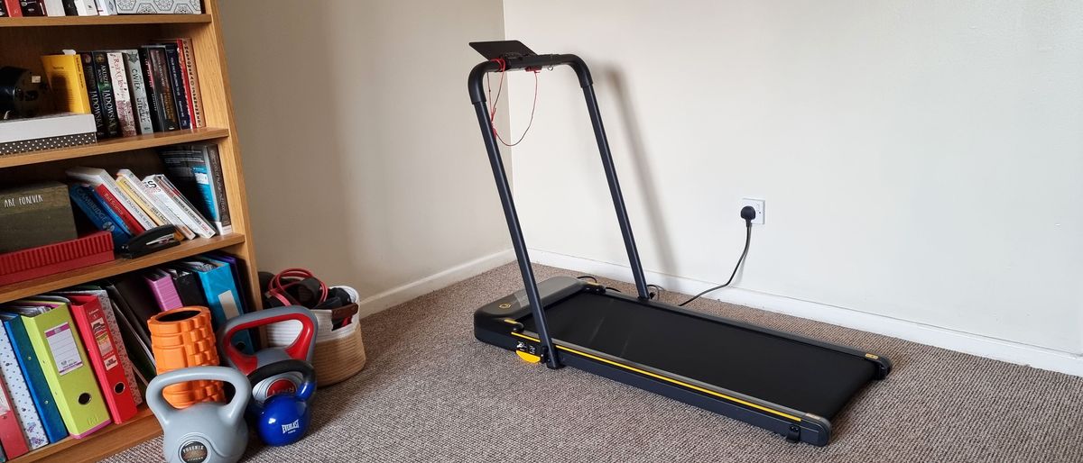 Urevo Strol 2E treadmill being tested by our reviewer