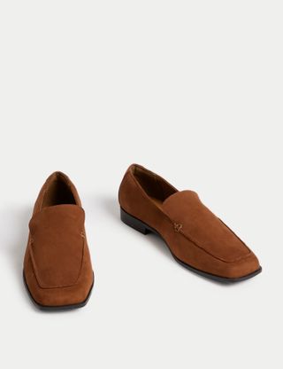 Breite flache Leder-Loafer