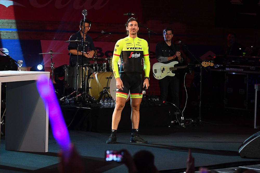 Fabian Cancellara on stage at the 'Ciao Fabian' event in Gent