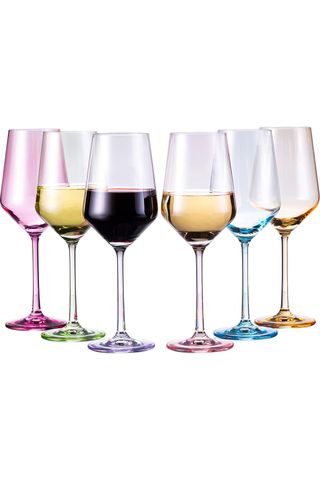 The Wine Savant Colored Wine Glass Set