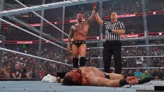 CM Punk celebrating his victory of Drew McIntyre at Bad Blood 2024