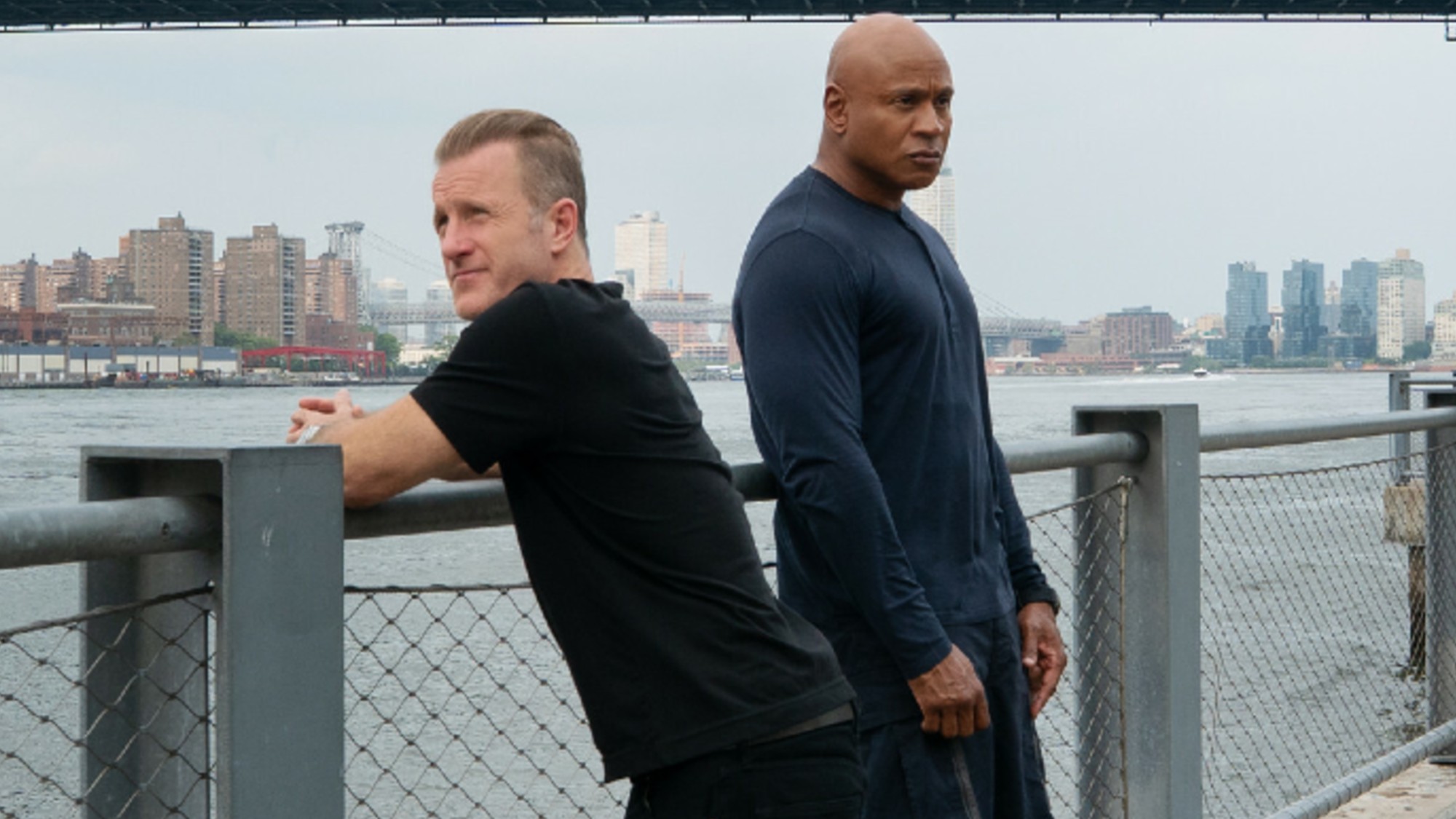 Scott Caan as Nick Schaeffer and LL Cool J as Sam Hanna on NCIS: New York.
