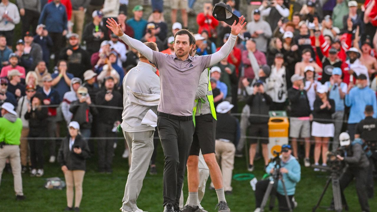 Nick Taylor celebrates his win in the Phoenix Open