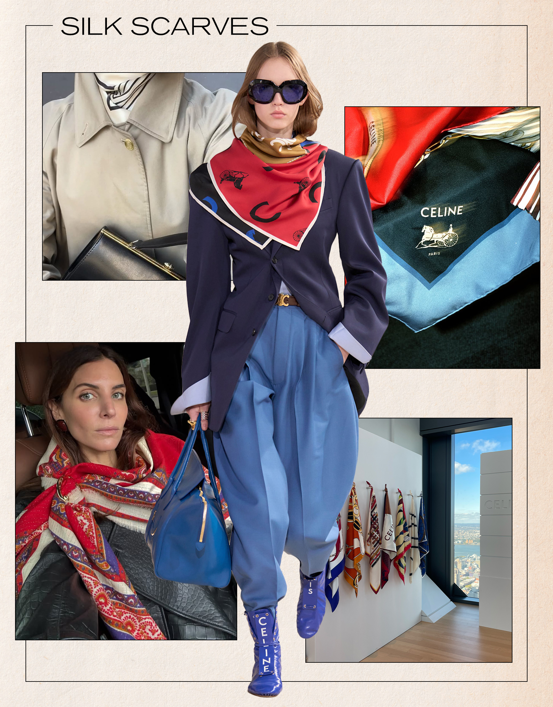 a collage of runway and influencer imagery featuring the biggest fashion trends of spring 2026