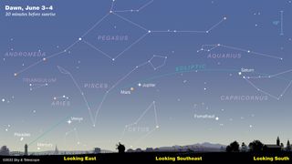 The five naked-eye planets will be visible in the predawn sky in June 2022.
