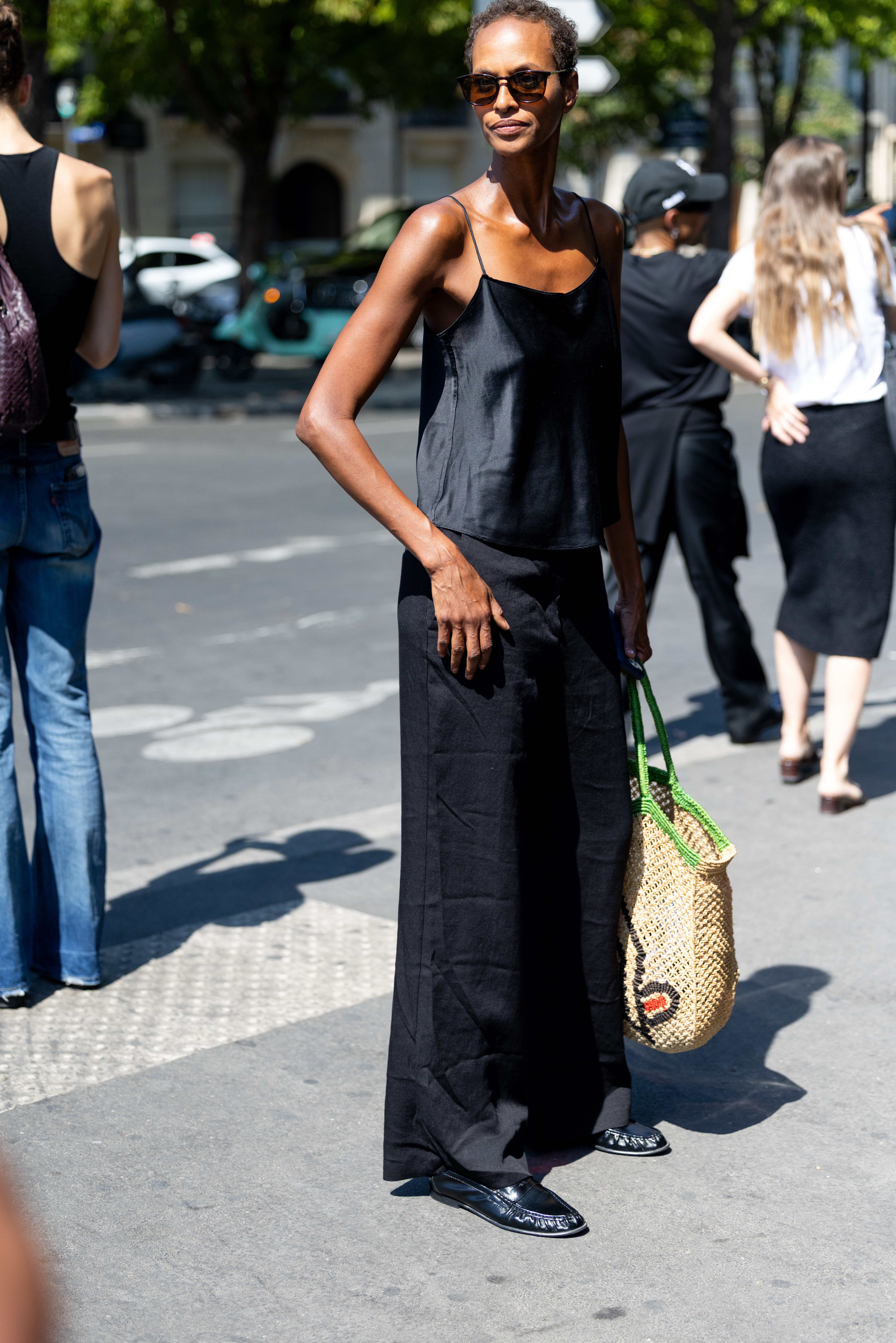 Woman wearing a Paris Haute Couture Week outfit.