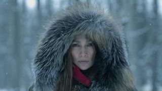 The titular mother looks directly into the camera in Jennifer Lopez's The Mother on Netflix